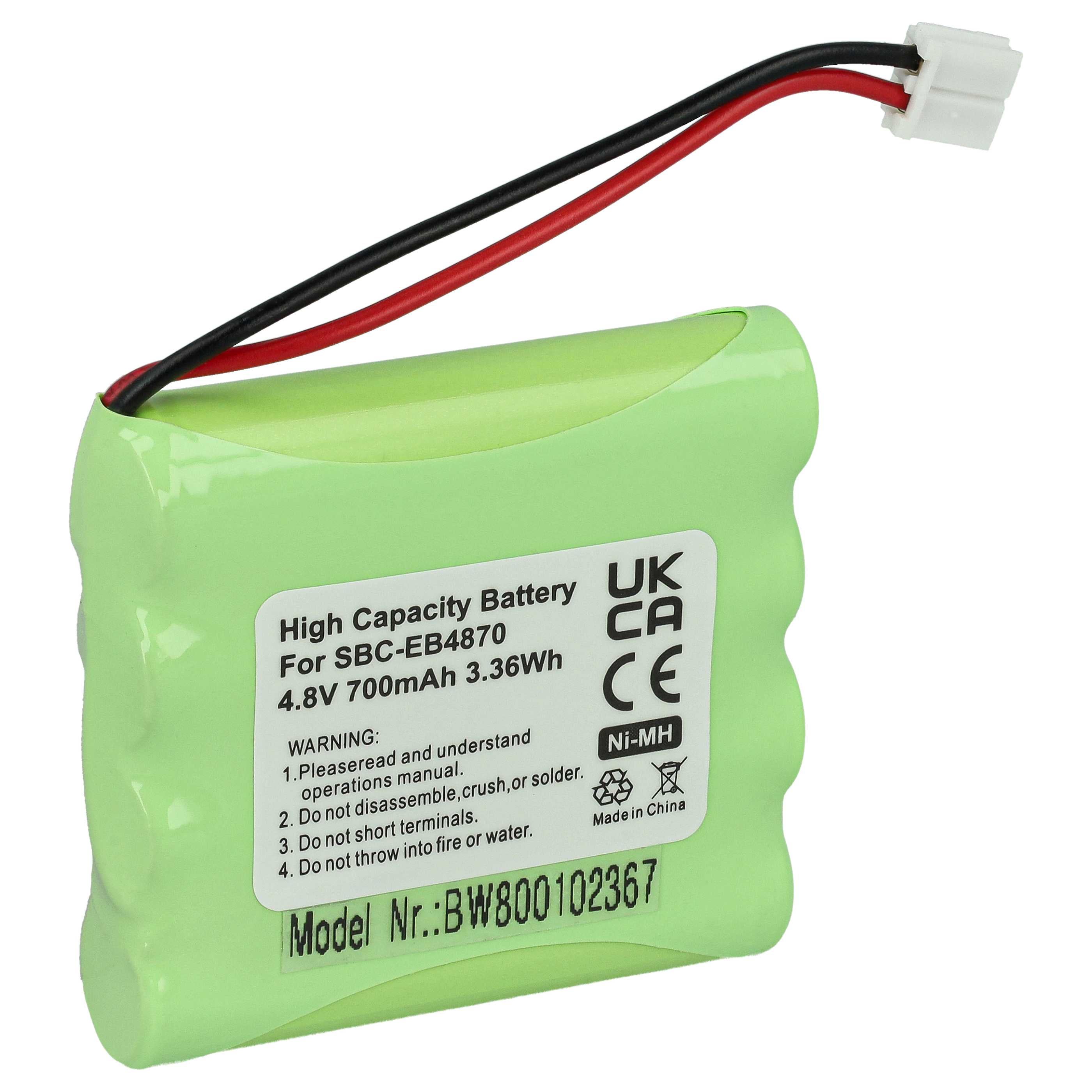 vhbw Batterie Remplacement pour Motorola HRMR03, GP80AAAHC3BMX pour Moniteur bébé, babyphone (700mAh, 3,6V, NiMH