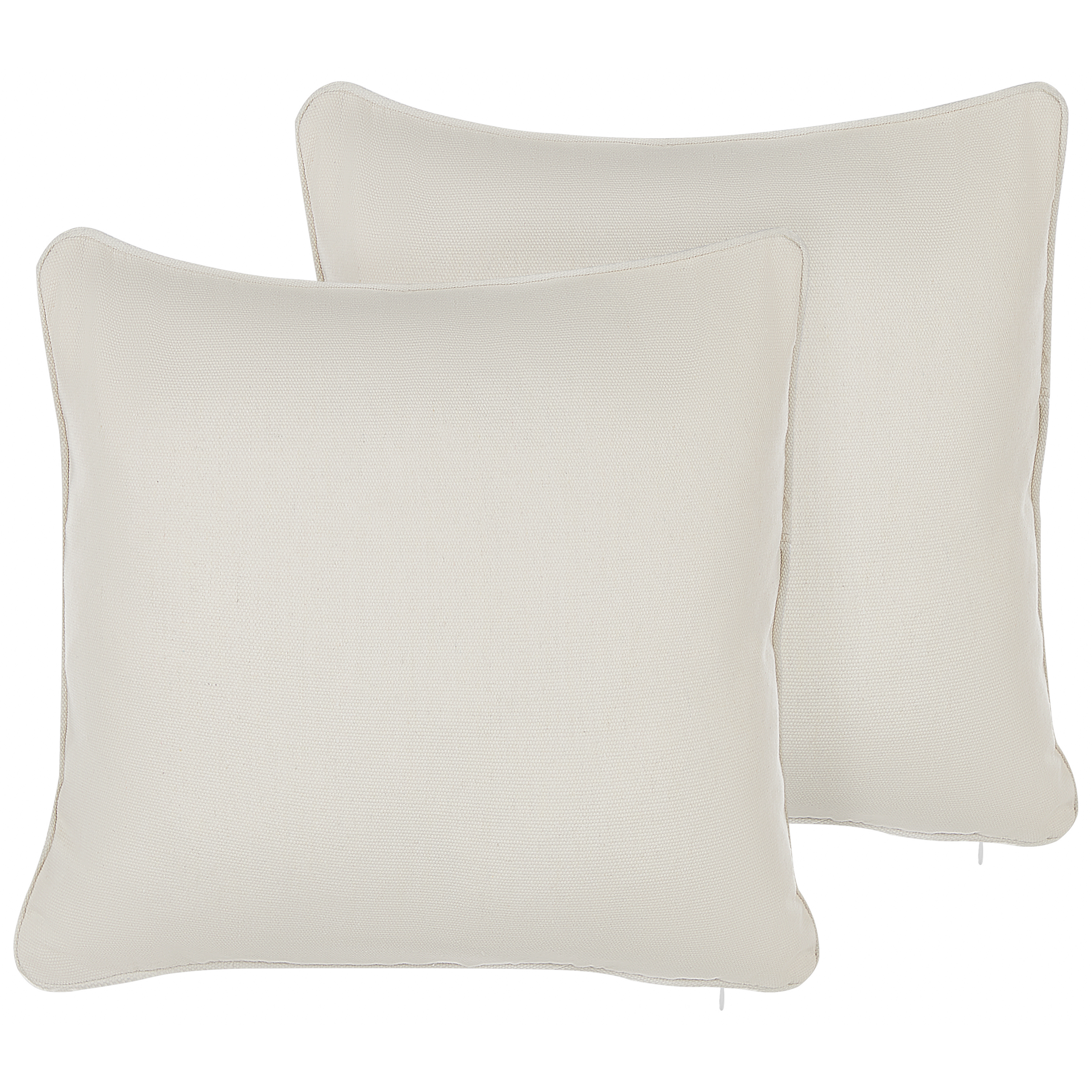 Beliani conjunto de 2 cojines decorativos heliotrope 45 x 45 cm blanco liso