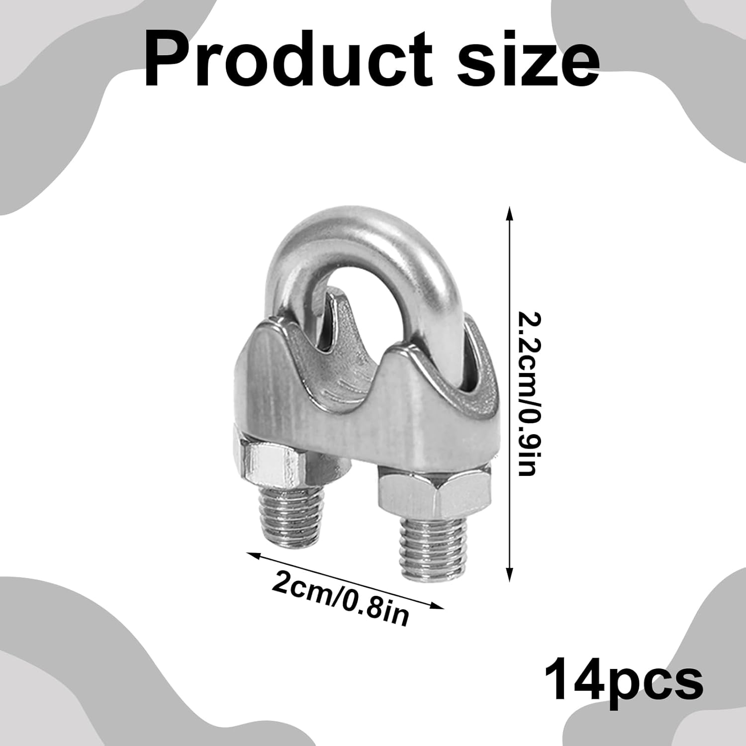 Lot de 14 Serre Cable Inoxydable 4mm, Serre-câbles étrie en Acier Inoxydable, serré câble pour Câble Métallique de 4 mm Diamètre M4 - 2