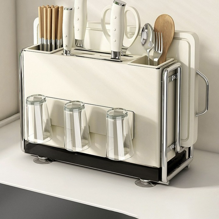 Wielofunkcyjny uchwyt na noże i pałeczki, wielofunkcyjny organizer kuchenny, uchwyt na noże + magnetyczny uchwyt na kubek