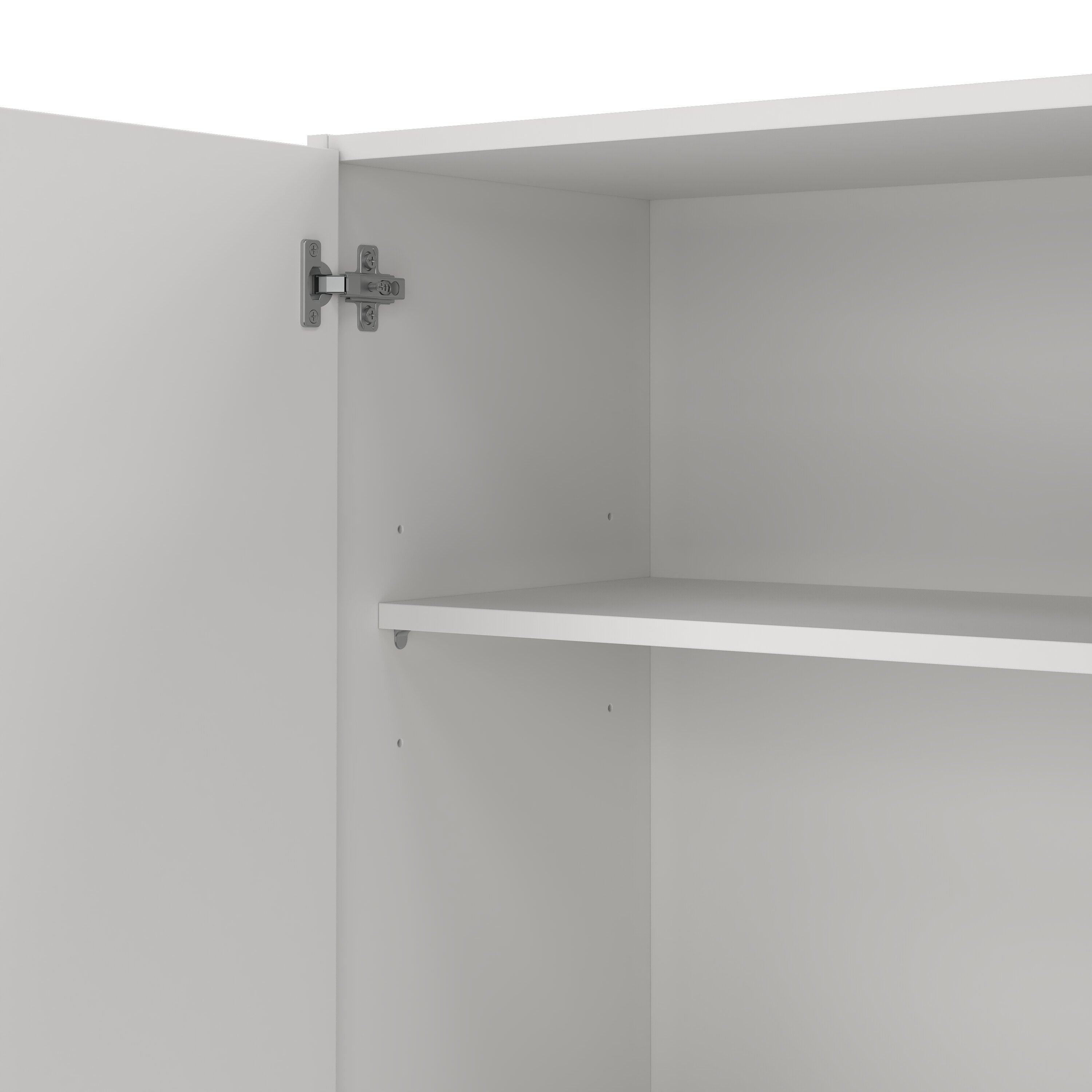 Grande armoire polyvalente Ranuncolo, Armoire auxiliaire avec 3 portes, Étagère à chaussures avec étagères, Armoire à balais, 109x37h180 cm, Blanc - 7