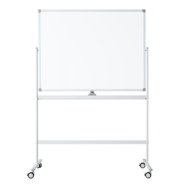 Lavagna bianca mobile - Superfice doppia e magnetica - 90x120 cm - Telaio bianco