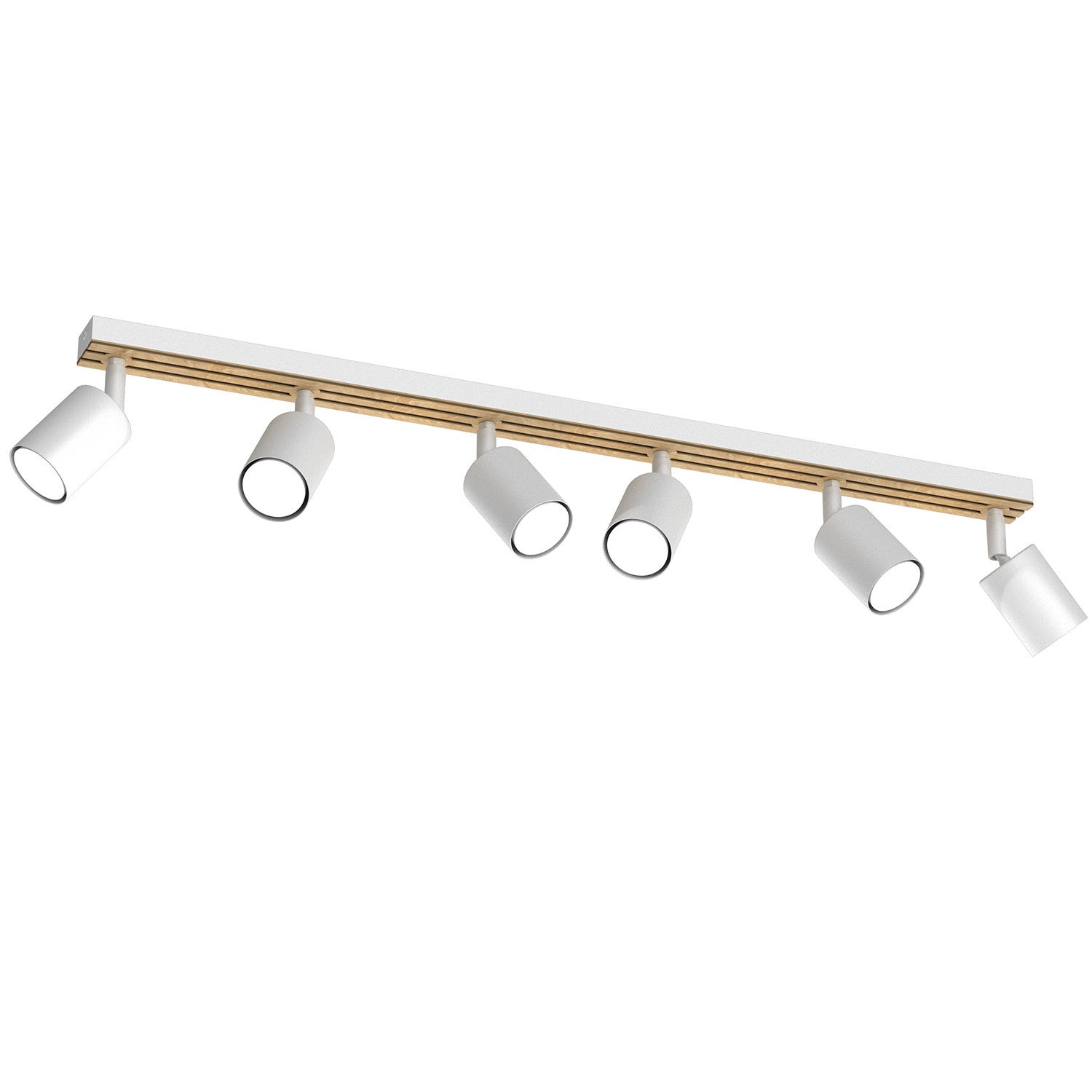 Lampa sufitowa wisząca Terra biały mat-jasne drewno 6xGU10x8W wym: 15,5 x 80 x 5,5 cm metal Luminex