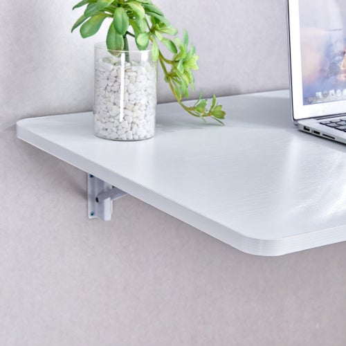 Table Pliante Murale Rabattable Gain de Place 114x56 cm pour Buanderie, Cuisine et Bureau blanc - 7