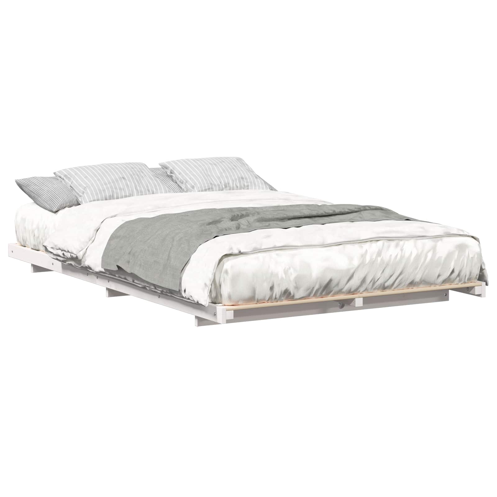 Cadre de lit en pin massif blanc, pour la chambre, 120 × 190 cm - 2