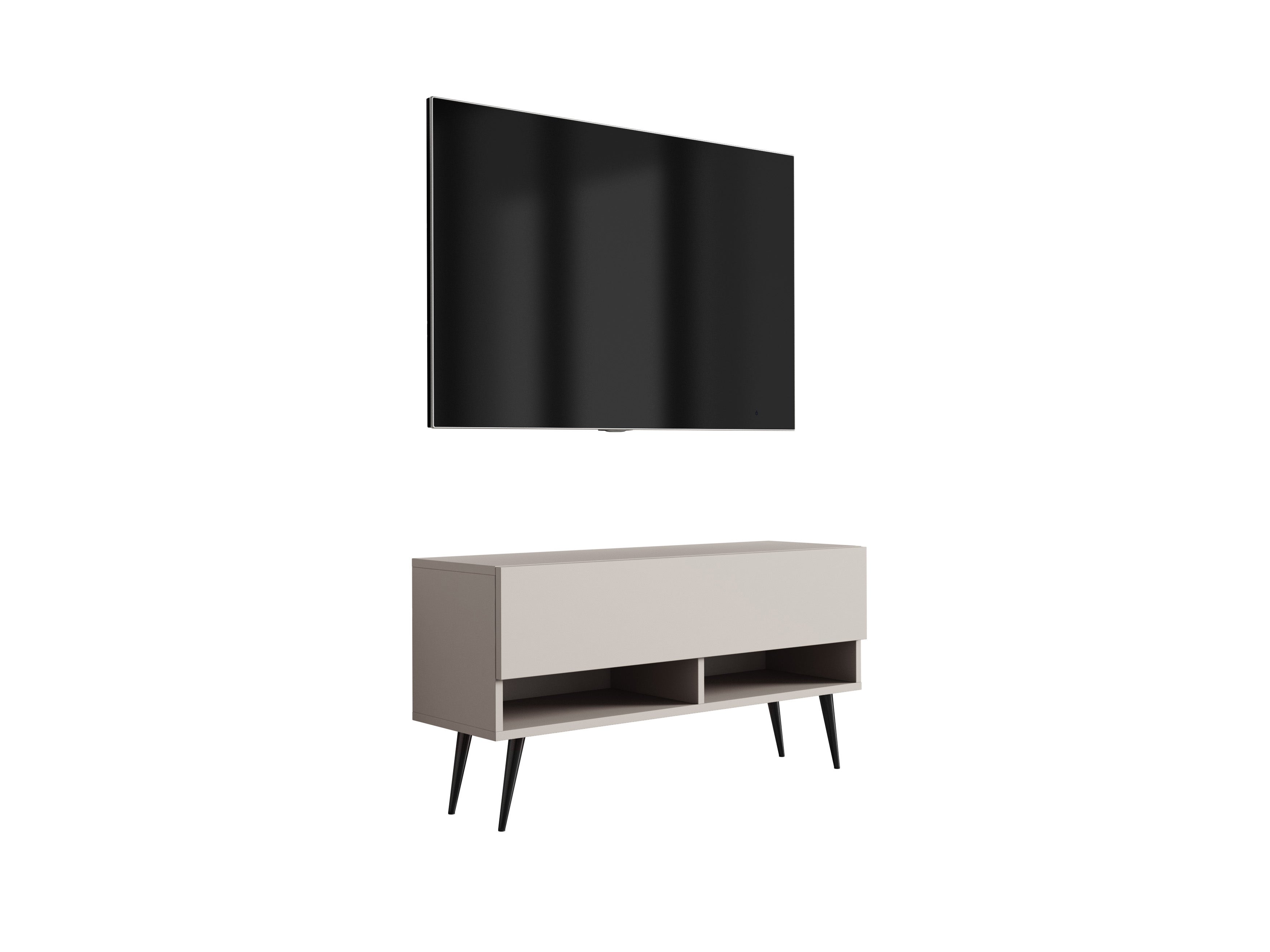 Szafka RTV : Kaszmir, nóżki pochyłe czarne, 100 × 32 × 52 cm