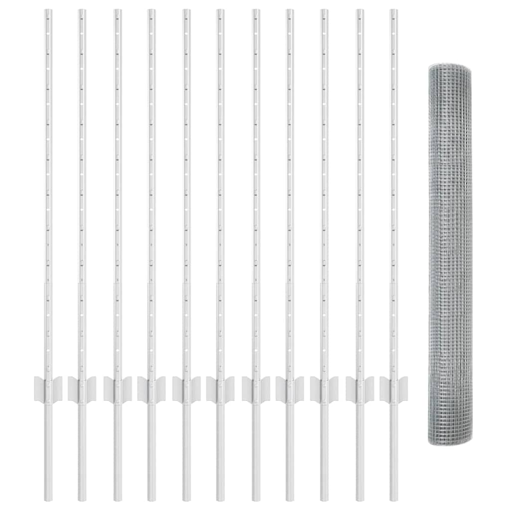 Clôture en acier argenté avec poteaux 1 x 25 m - COMFORTXL - 5
