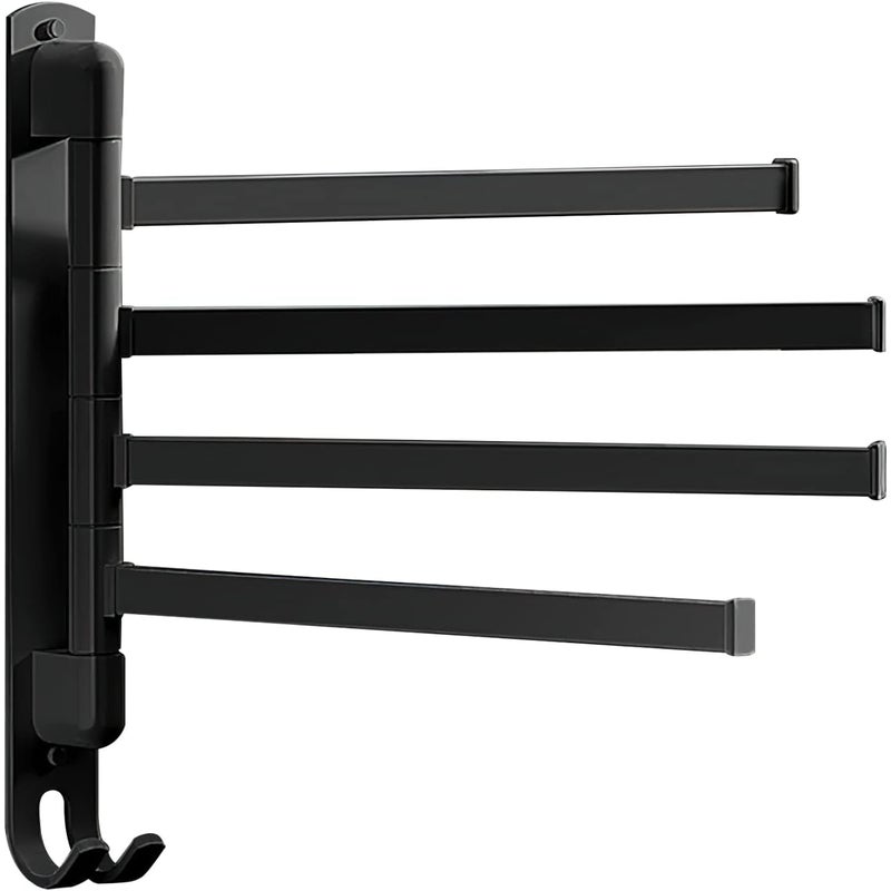 Samoprzylepny wieszak na ręczniki bez wiercenia, ze stali nierdzewnej, obrotowy o 180° wieszak na ręczniki z 4 ramionami obrotowymi, odpowiedni do ła