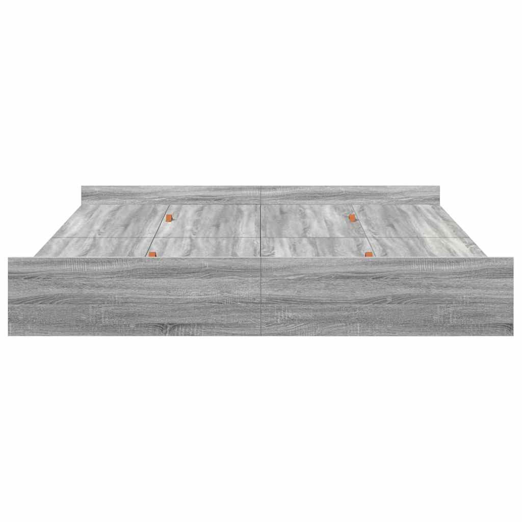 Cadre de lit avec rangement et porte, gris, pour la chambre, 180 × 200 cm - 6