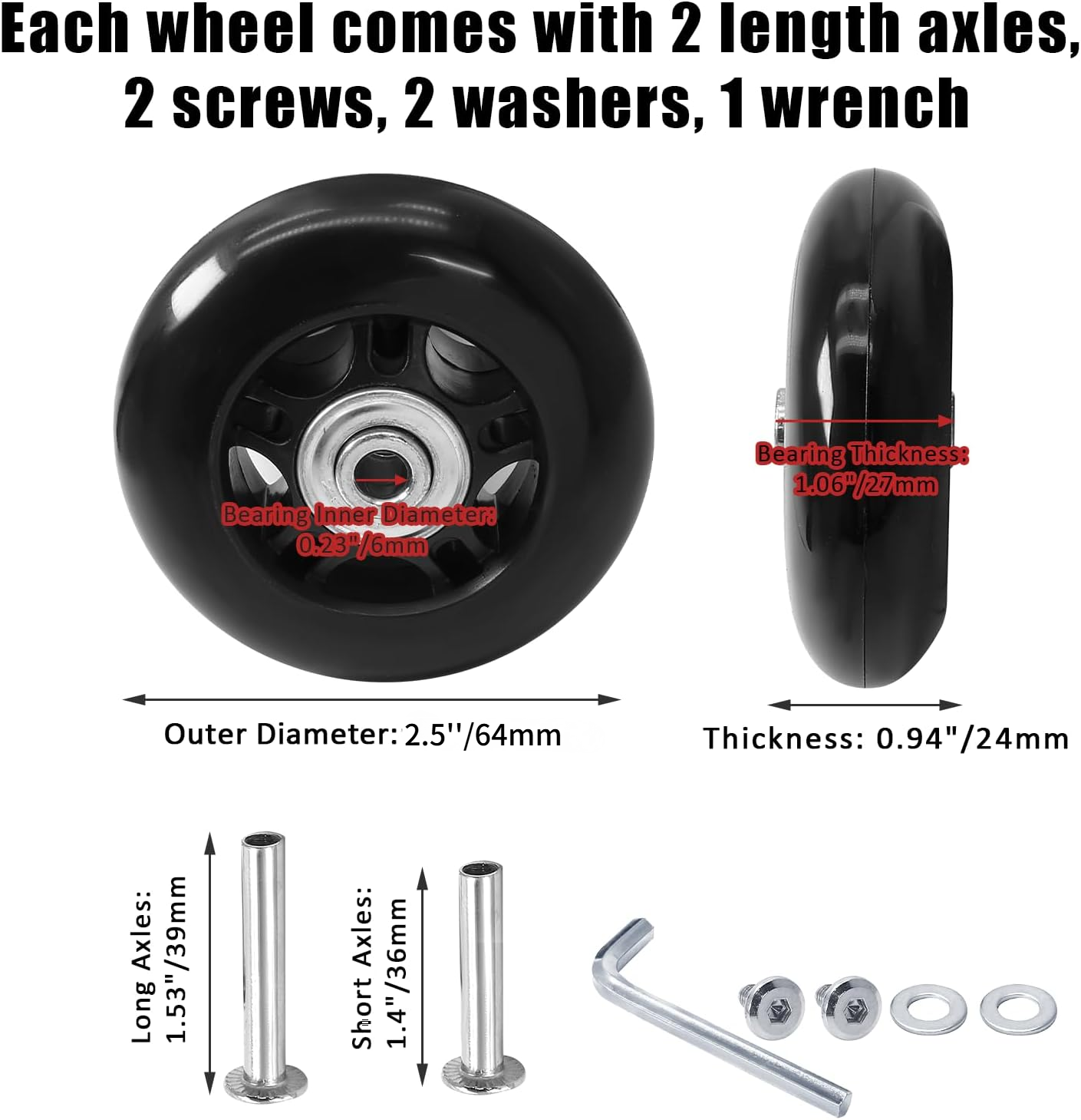 Lot De 4 Roues Pivotantes Universelles Doubles Noires Pour Valise, Bagage Et Chariot - Remplacement Facile