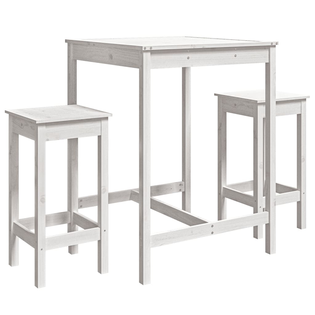Ensemble table bar + 2 tabourets Frida Blanc