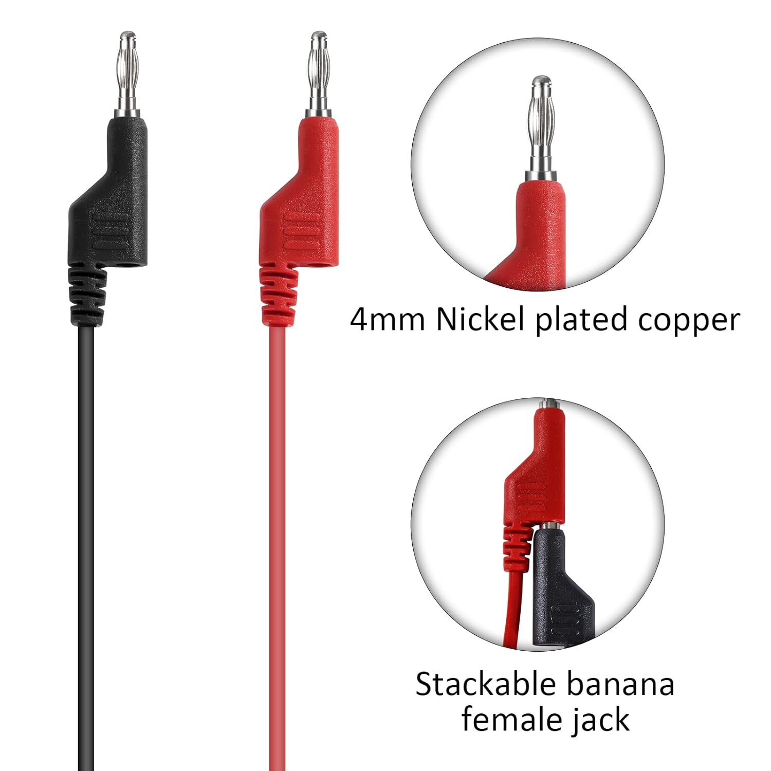 Câbles de Test de Multimètre avec Sondes de Multimètre Pince Crocodile pour Multimetre Professionnel Testeur Electrique Noir Rouge 8 Pièces - 4