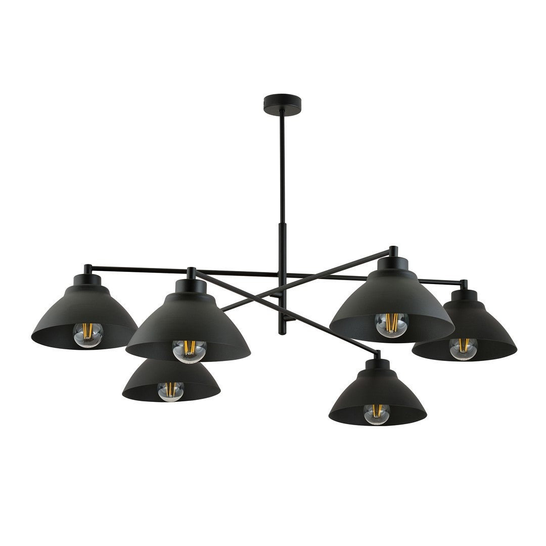 Lampa wisząca Maverick czarna 6xE27x15W wym: 60 x 100 x 100 cm metal Emibig
