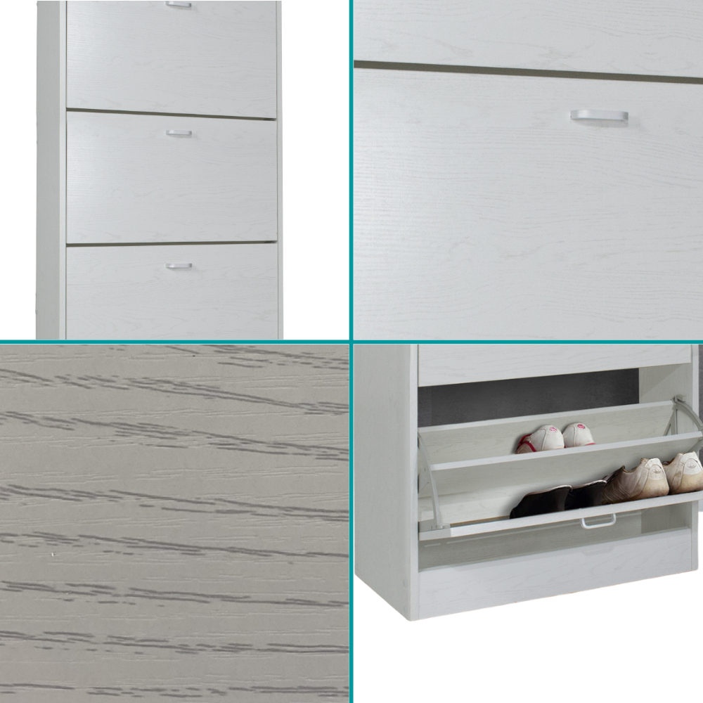 Scarpiera Salvaspazio da Ingresso 4 Ante a Ribalta, Mobile Slim In Legno Melaminico 63x24x150h, Bianca - ZIK - 4