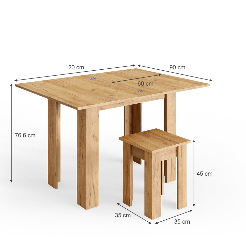 Vicco Table de salle à manger avec chaise Roman, Chêne de force doré, 60x90cm - 3
