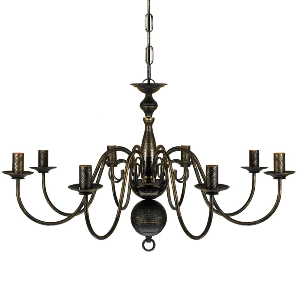 Lustre en métal noir antique 8 x E14 ampoules - 4