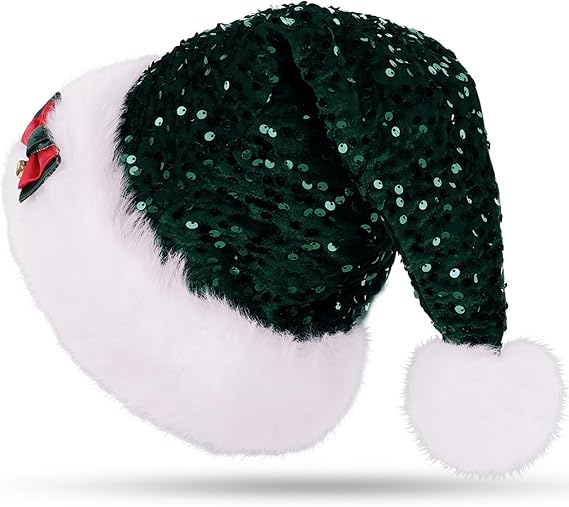 1 sztuka (32*45 cm) Zielona czapka świąteczna dla dorosłych z podszewką, unisex, ciepłe akcesoria do czapek świątecznych Czapka świąteczna i noworoczn