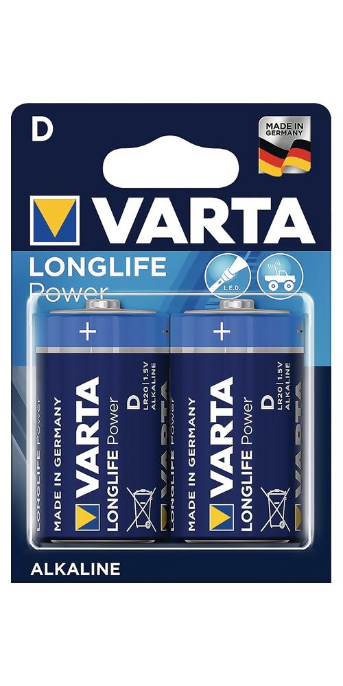 Blister 2 piles alcalines 1,5V LR20 Longlife Power Varta - 6