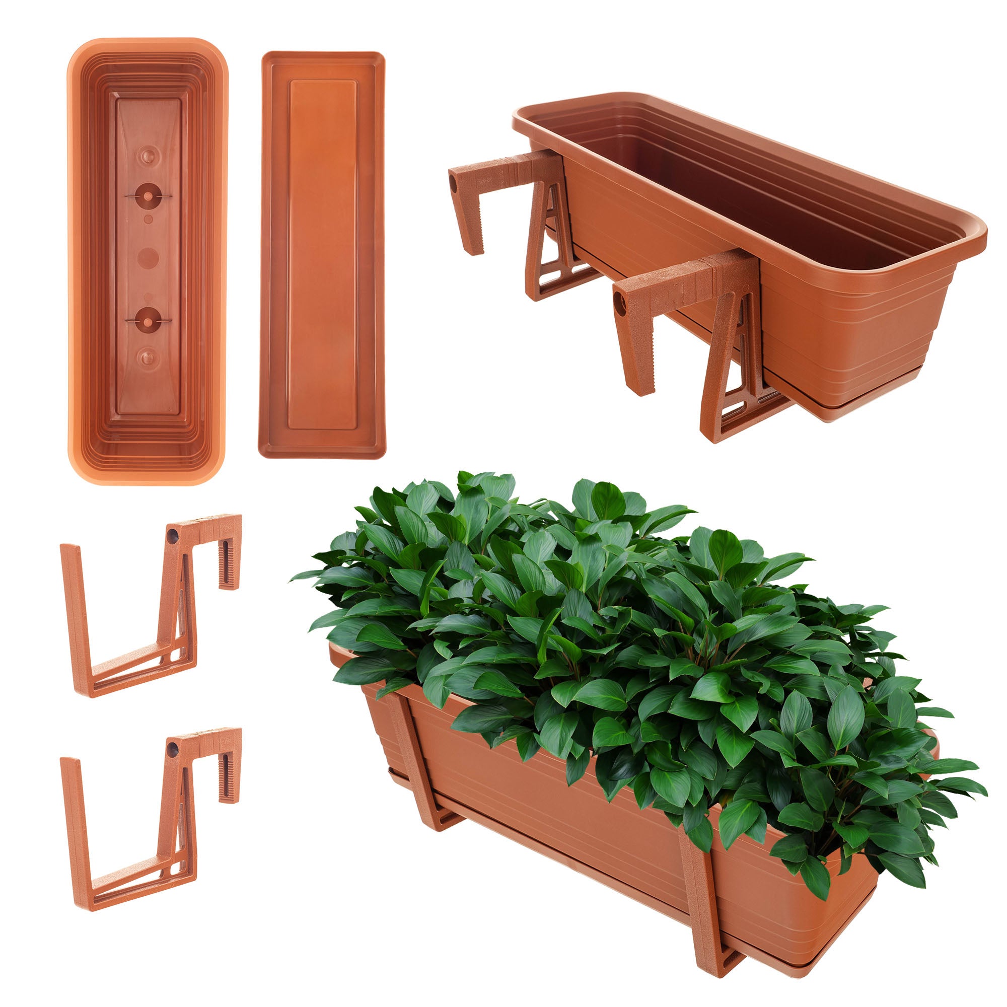 Vaso Per Ringhiera Onda 29cm Verde Pistacchio: Porta Fiori Per Balcone E Terrazzo