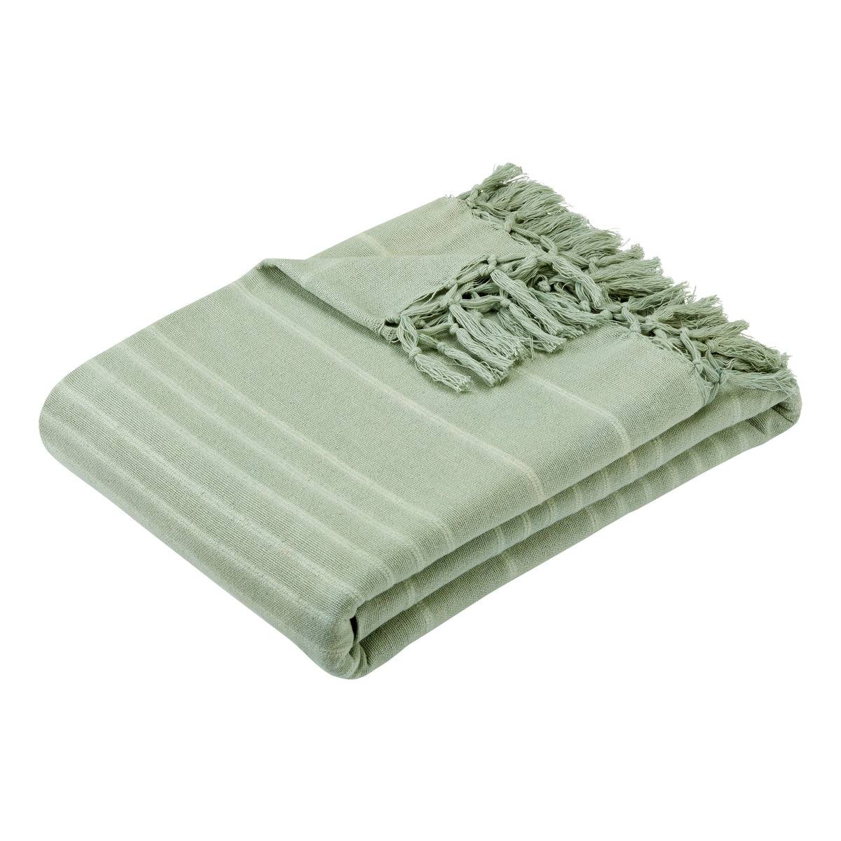 Jeté de lit Anjali 220x160 vert céladon en coton - Atmosphera Créateur d'intérieur - 2