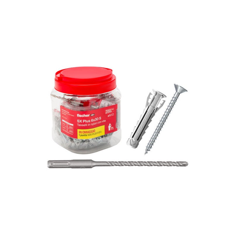 Chevilles SX Plus 6S 6×30 mm 200 pièces avec vis Fischer — free download