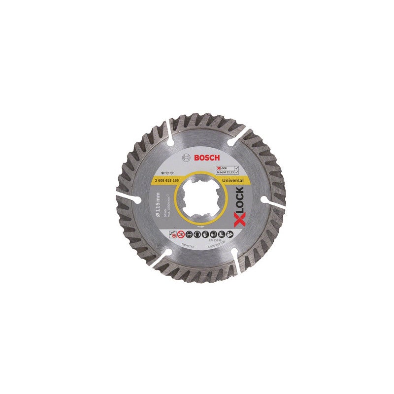 Bosch Disco Diamantato Standard, Universale, X-LOCK, Diametro 115 mm, Diametro 22.23 mm, Larghezza di Taglio 2 mm, 115 mm