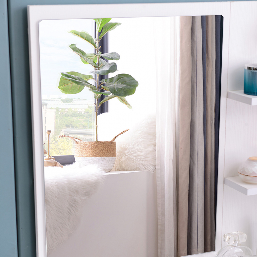 Postazione trucco mobile con specchiera cassetto e sgabello Mayca - 5