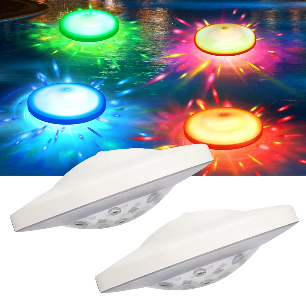 Zestaw 2 lamp basenowych, pływające lampy do basenu, wodoodporne oświetlenie nastrojowe LED IP68 do basenu, zmiana koloru RGB
