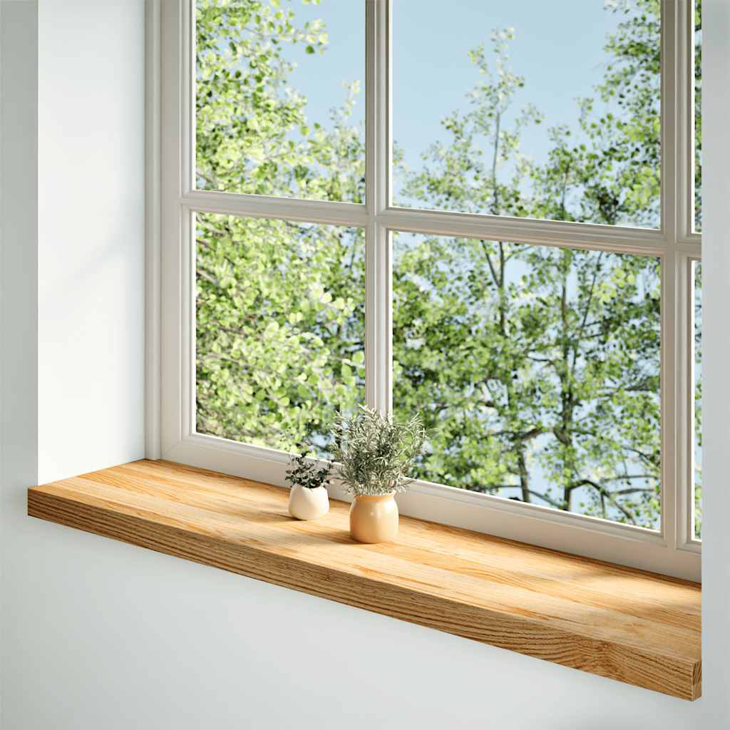 Pack 2 uds alféizares de ventana | repisa de ventana madera maciza roble marrón claro cfw79596