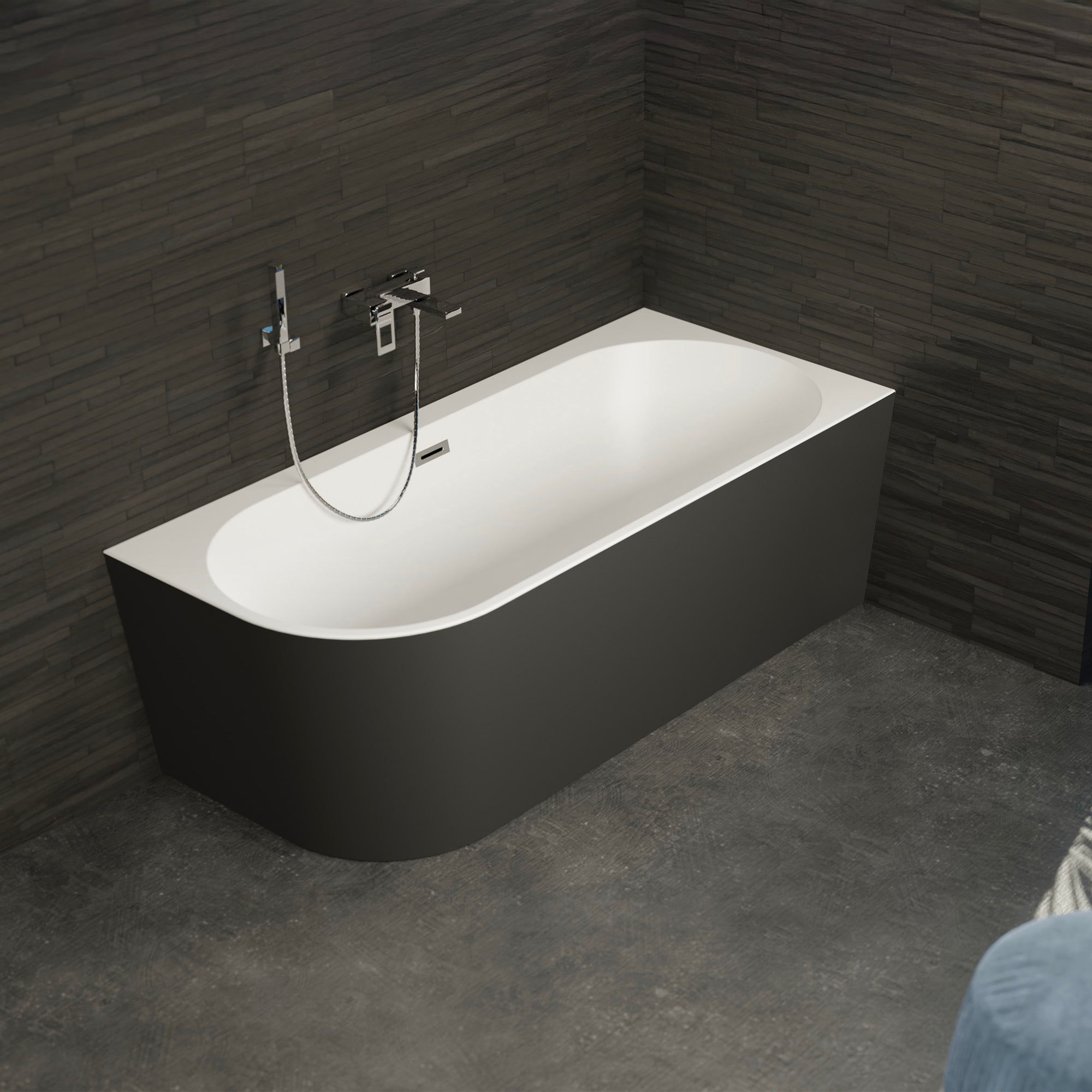 Baignoire Ilot Capri 170 droite noire 170 x76 x58 cm, by SPALINA - 5