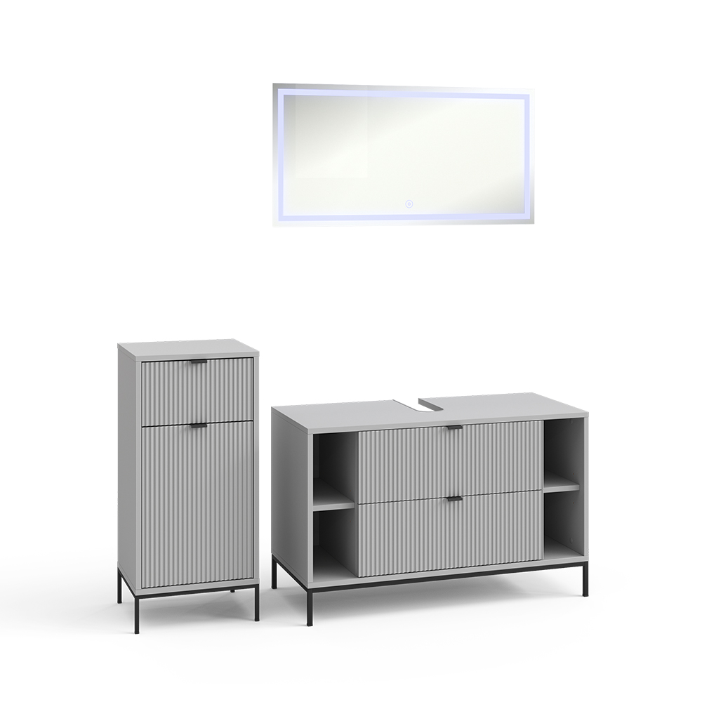 Vicco Zestaw mebli łazienkowych Eliza, Szary, 3 części