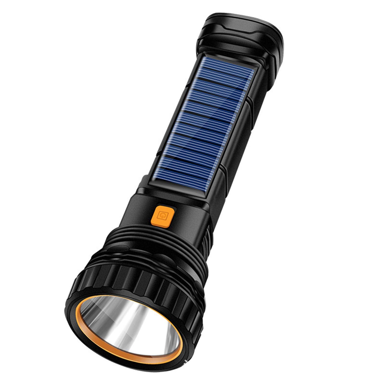 Latarka kieszonkowa LED, ładowanie słoneczne, stroboskop, bateria 1200mAh, awaryjne zasilanie, USB