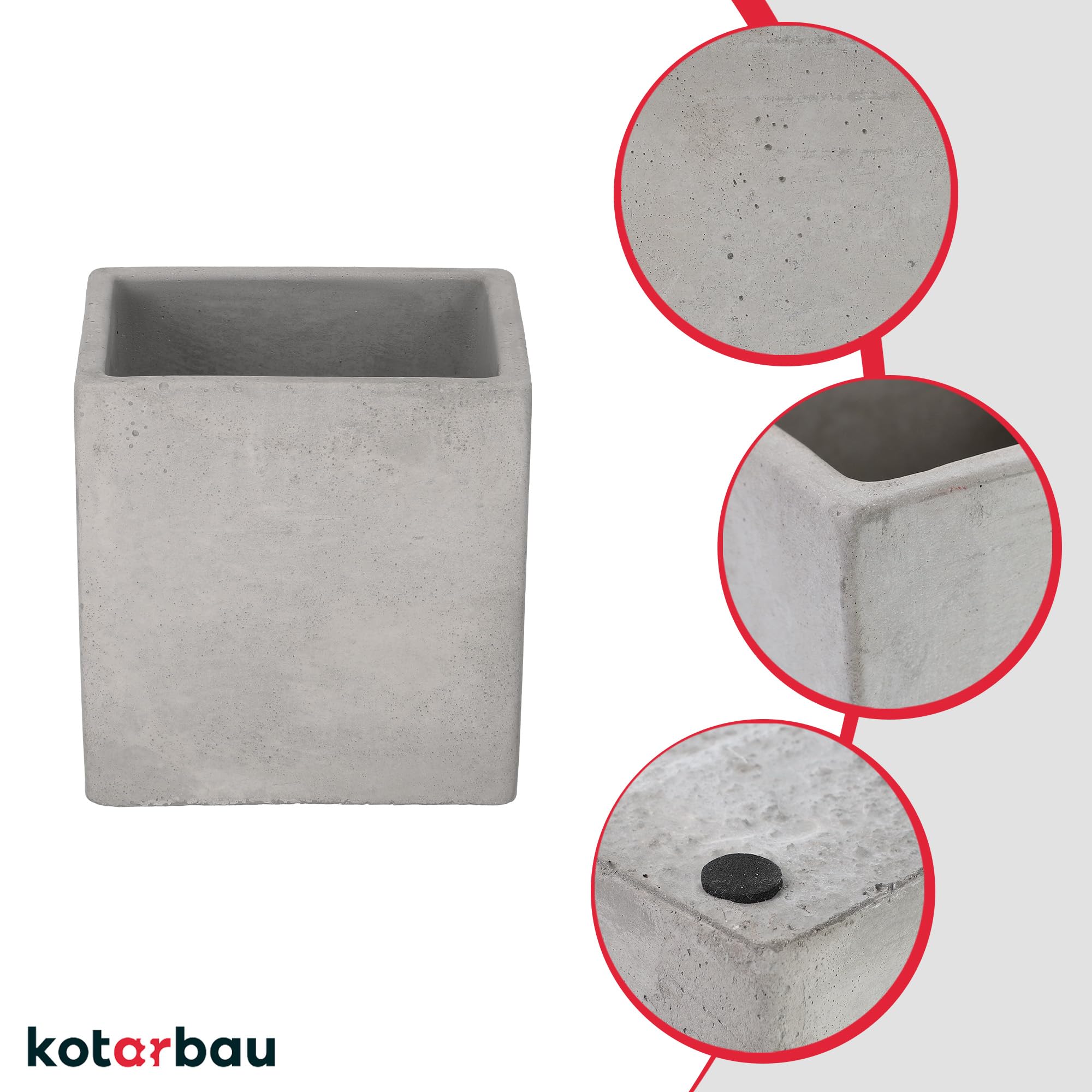 Donica kwadratowa betonowa osłonka na doniczkę na rośliny 16 cm dom ogród - KOTARBAU - 8