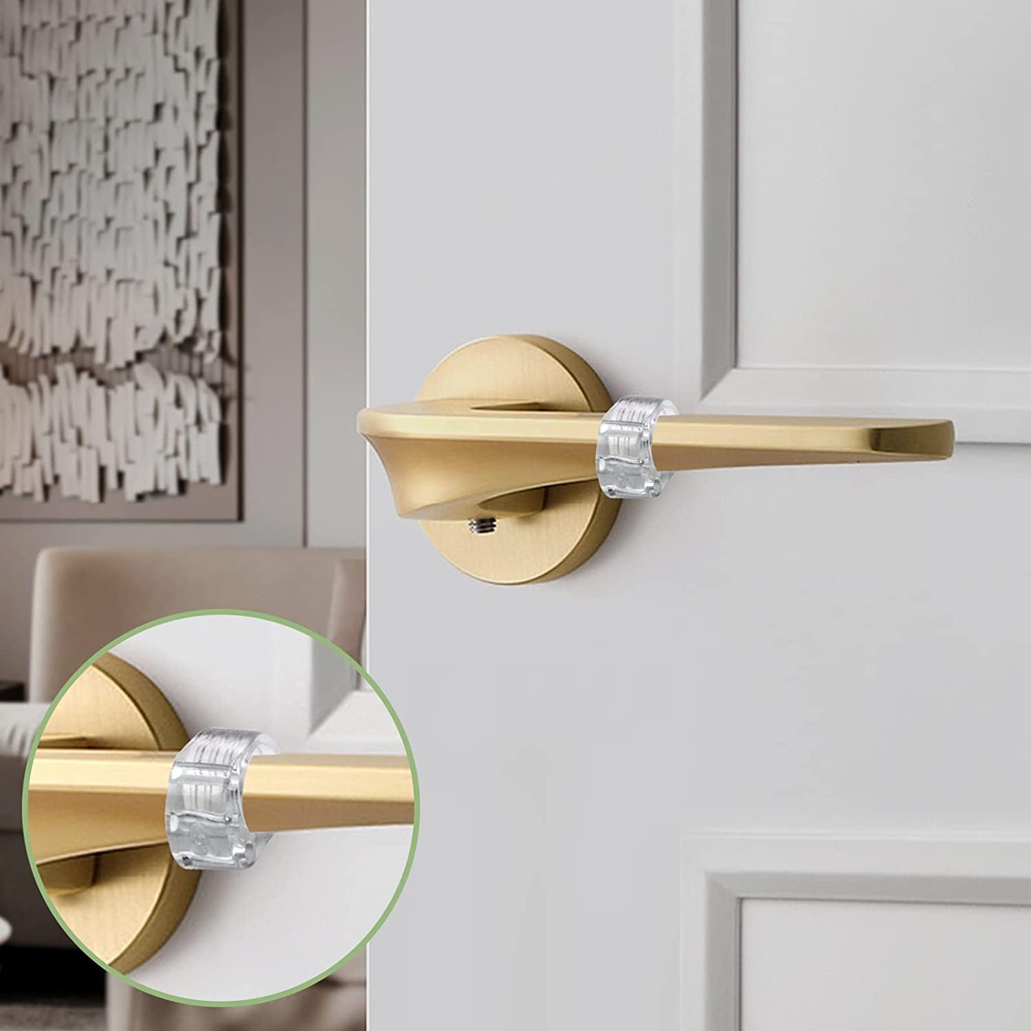 IOOMVOL 12 Pièces Porte en Silicone Anti-Poignée De Porte Protection Poignee Porte De Mur Et De Meubles de fenêtre, Flexible et étirable (Transparent) - 5