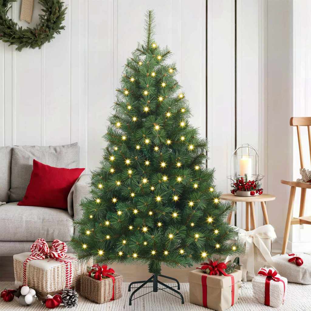 Sztuczna choinka z 150 diodami LED Zielony 150 cm PE i PVC