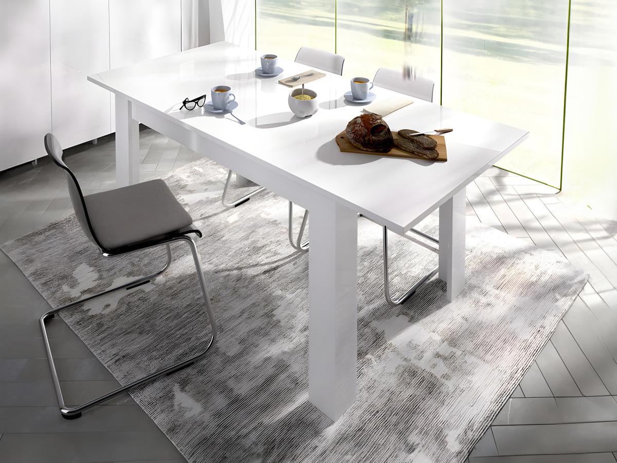 Table a manger extensible 4-6 personnes- Decor blanc - L 190 x P 90 x H 77 cm - DINE - 6