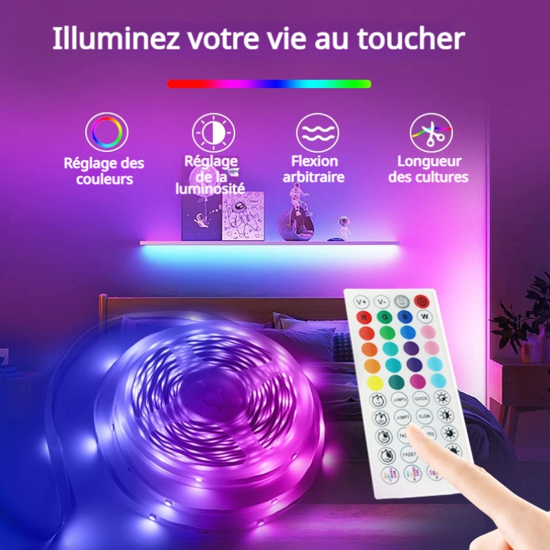 Zyzykeji Striscia LED 10m RGB Con Telecomando E App, Sincronizzazione Musicale, Per Camera Da Letto E Decorazione Interni - 3