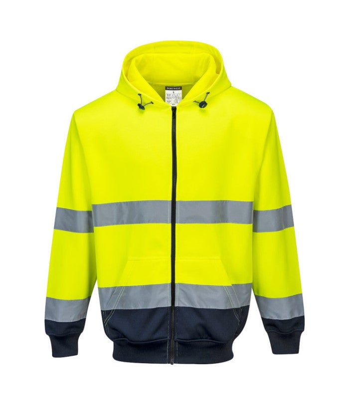 Portwest Sweat-shirt à capuche à zip bicolore HV Jaune Bleu
