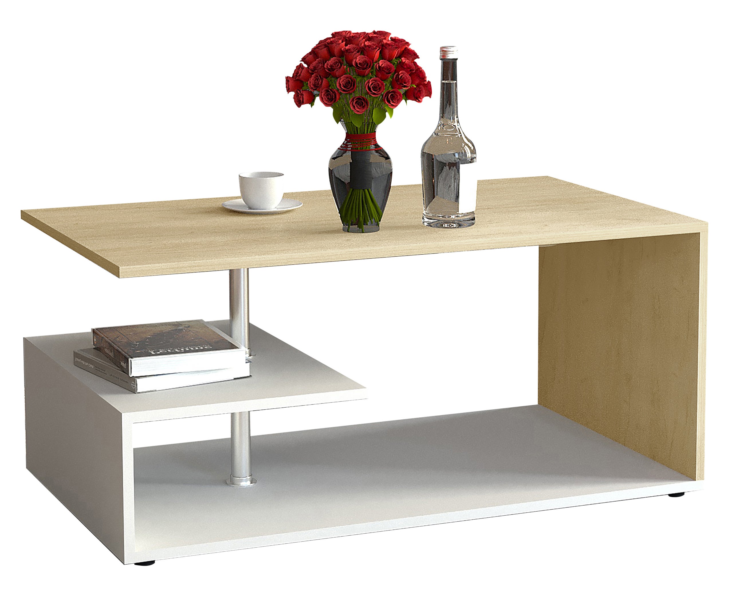 Stół boczny i stolik kawowy Maliso Biały / Dąb miodowy W. 42 x S. 91 x G. 53 cm