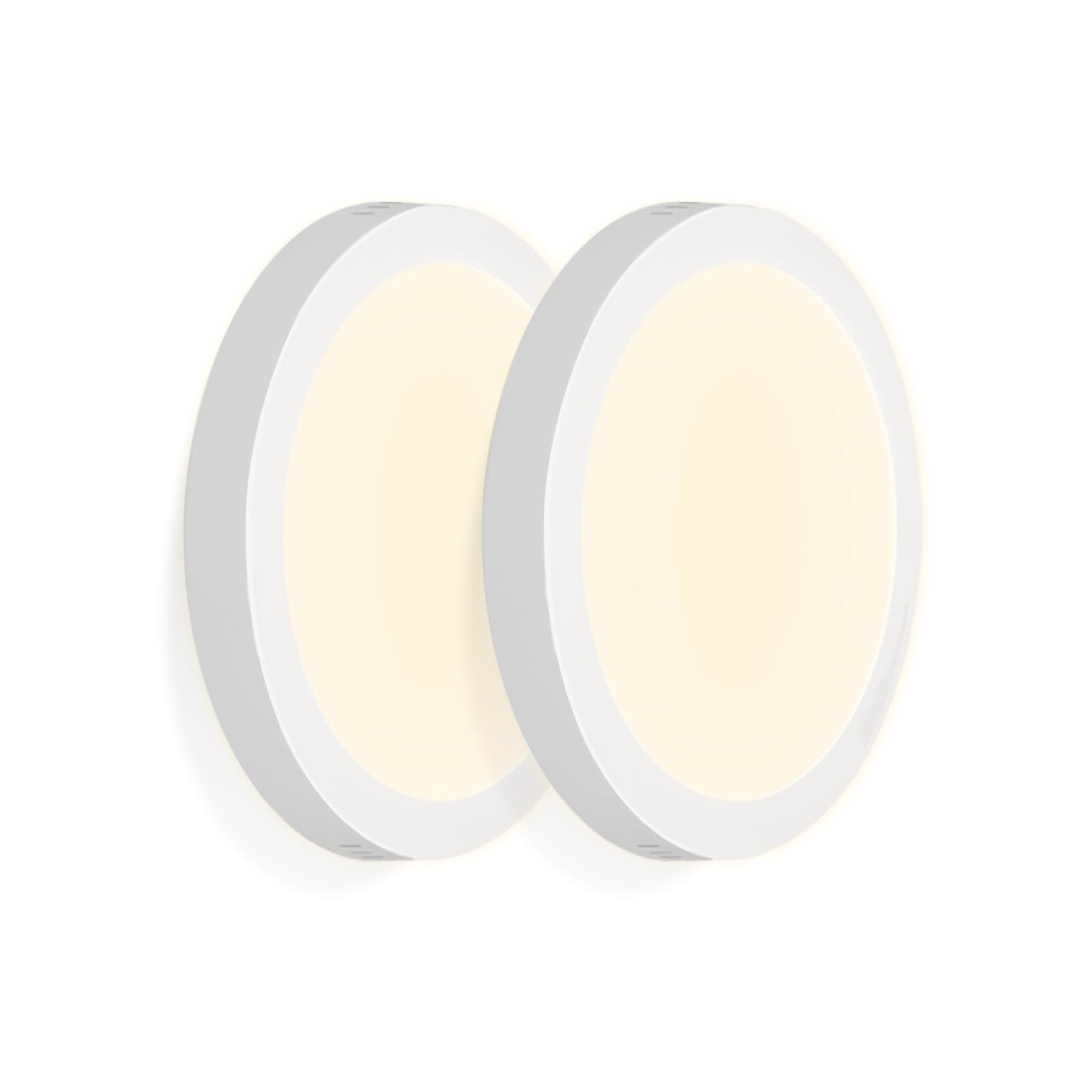 ZMH Plafonnier LED plat 18 W pour salle de bain - Lot de 2 Blanc chaud rond 3&nbsp;000 K IP44 - Lampe d'intérieur pour couloir Ø 23 cm - Moderne - 10