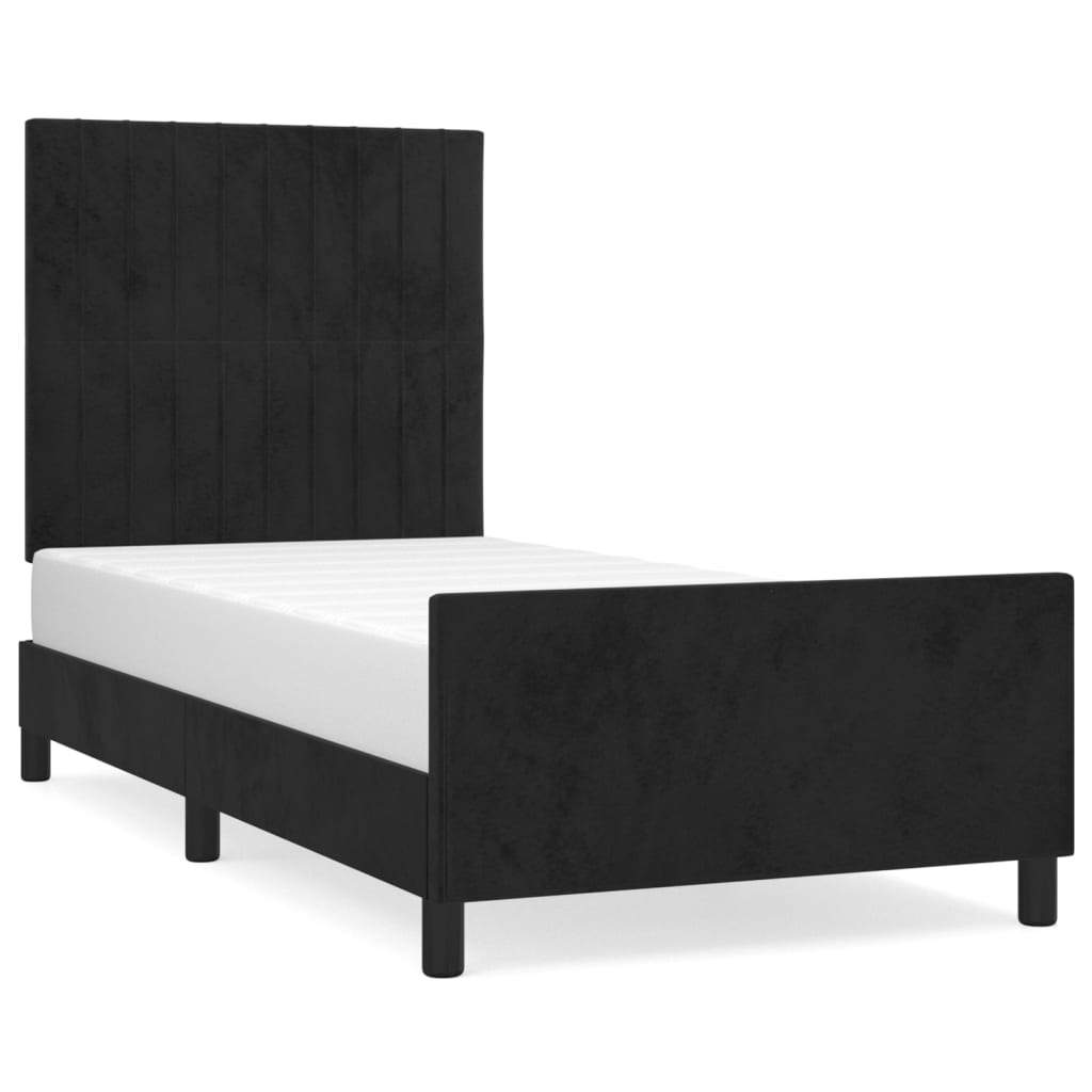 Cadre de lit sans matelas noir 100 x 200 cm en velours - 2