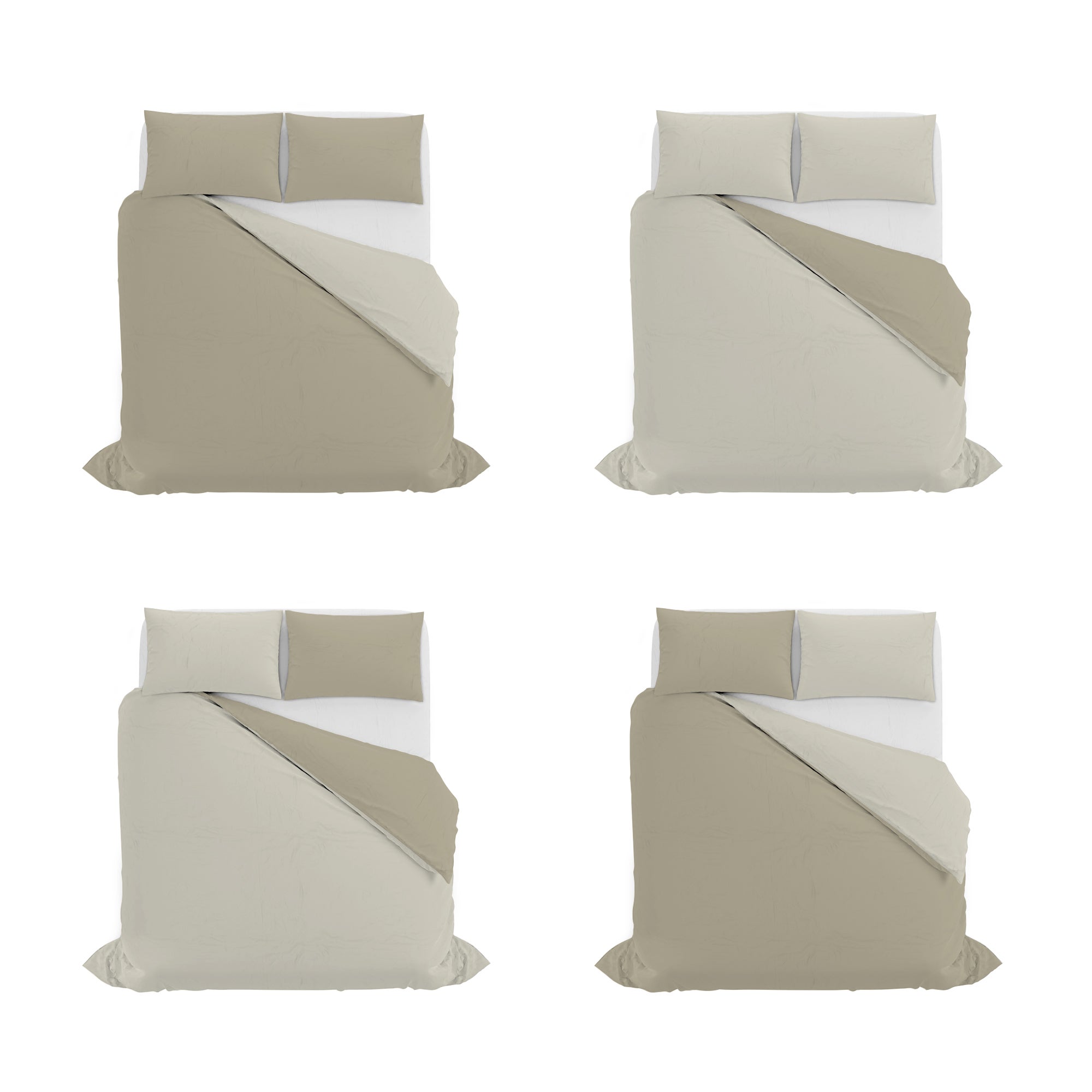 PARURE COPRIPIUMINO NATURAL COLOR, MATRIMONIALE, TORTORA/PANNA, 100% COTONE, MADE IN ITALY - 5