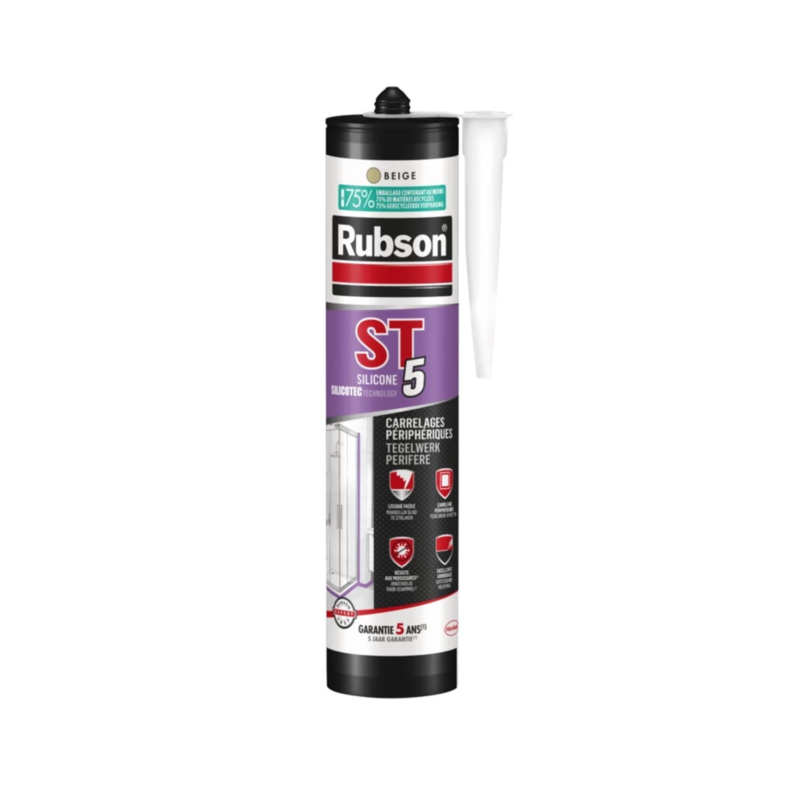 Mastic sanitaire ST5 multi-usages gris moyen 300ml RUBSON - 5