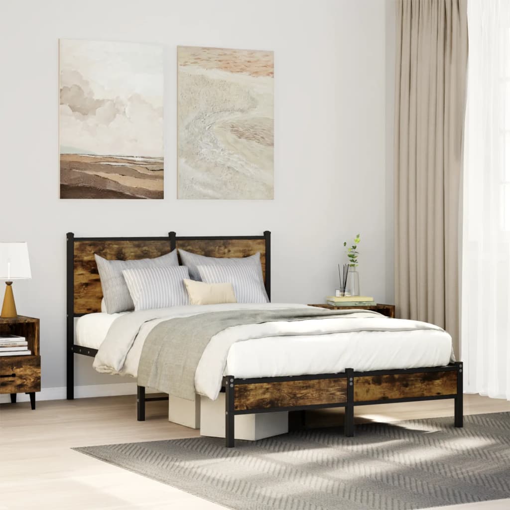 Łóżko Metalowe Czarne Rama łóżka Ze Stelażem Łóżko Do Sypialni Pokoju 120x200 cm