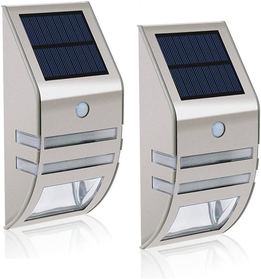 Zestaw lamp solarnych LED MianBaoShu Wodoszczelne Wykonane ze stali nierdzewnej Zewnętrzne lampy ścienne Z czujnikiem ruchu i szerokim kątem