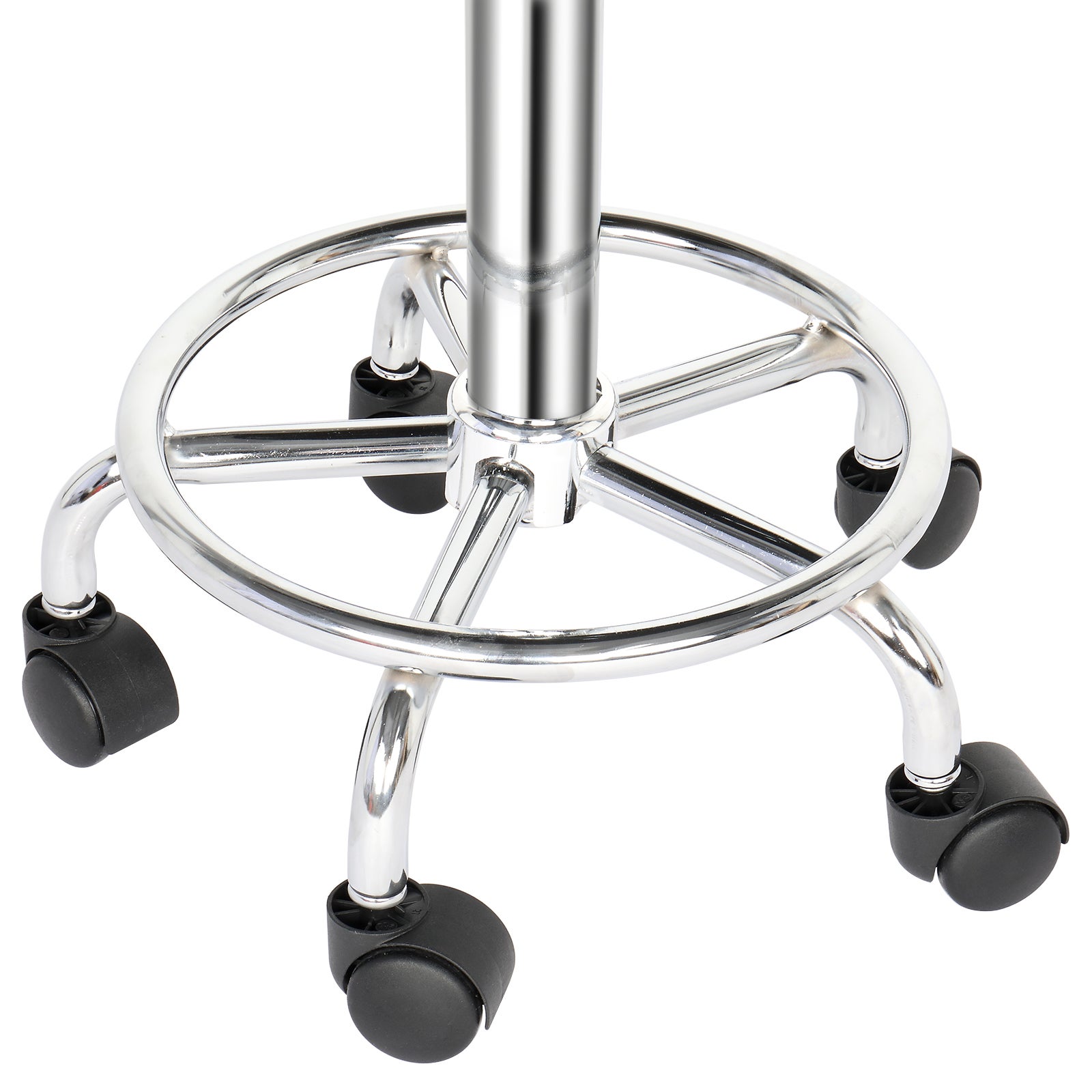 Siège Rond Noir en Simili Cuir Semi-PU avec Vérin à Gaz Certifié SGS, Coussin Épais de 8cm en Mousse Moulée, Roulettes en Nylon, Capacité de 150kg - 11
