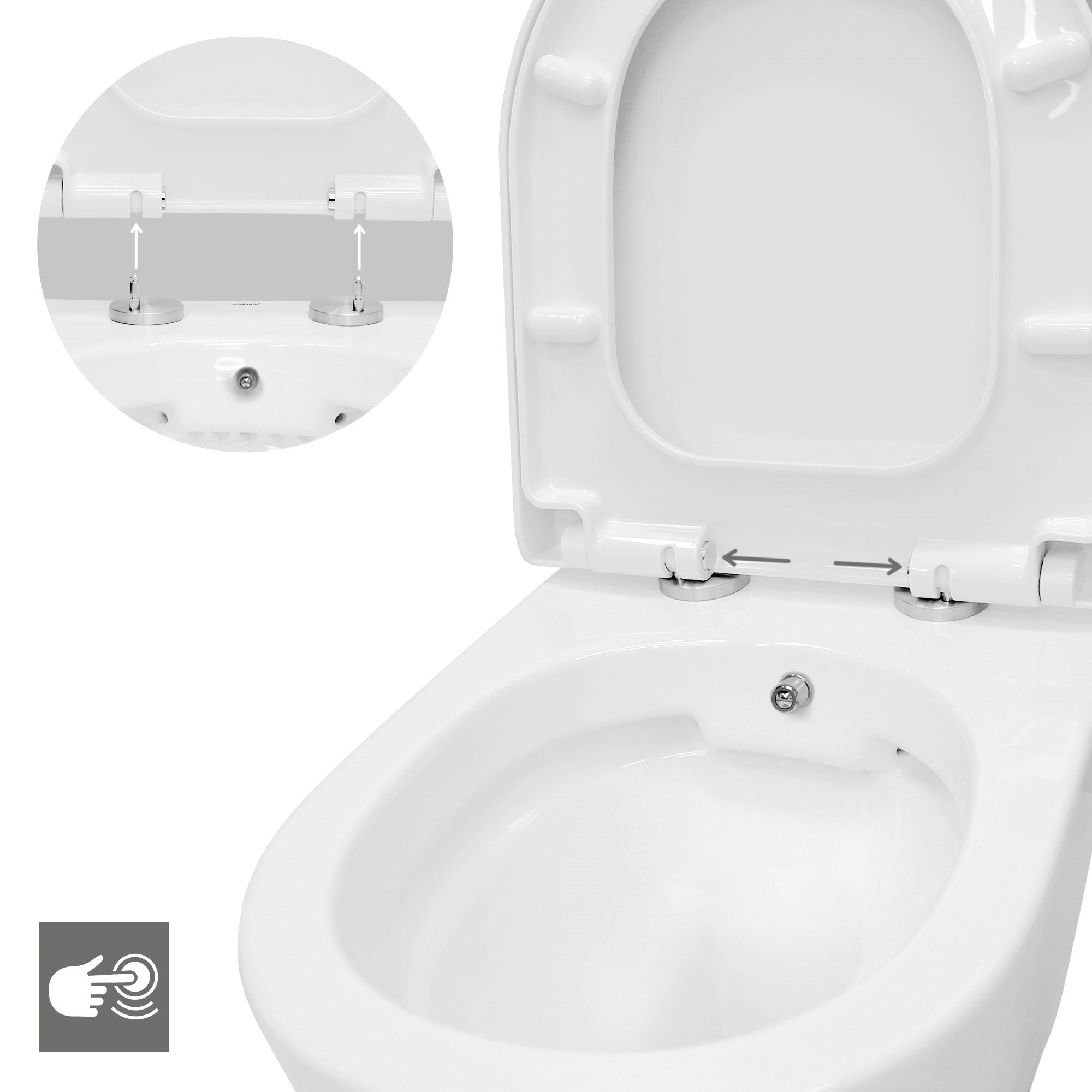 WC suspendu sans rebord nano revêtement fonction bidet court céramique blanc - 3