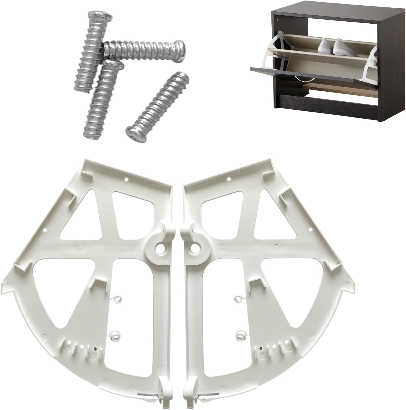 Ferrure à Bascule Pour Meuble à Chaussures Blanc - Ensemble de 2 Charnières et Vis Pour Montage et Réparations de Placards et Meubles à Chaussures - 2