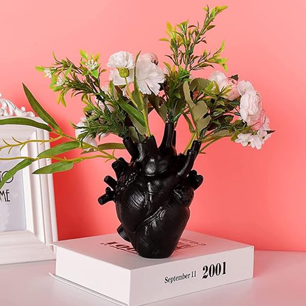 Vase en forme de cœur humain, décoration de la maison, ornement artisanal de bureau, récipient à fleurs de conception d'orgue, décoration de chambre - 4