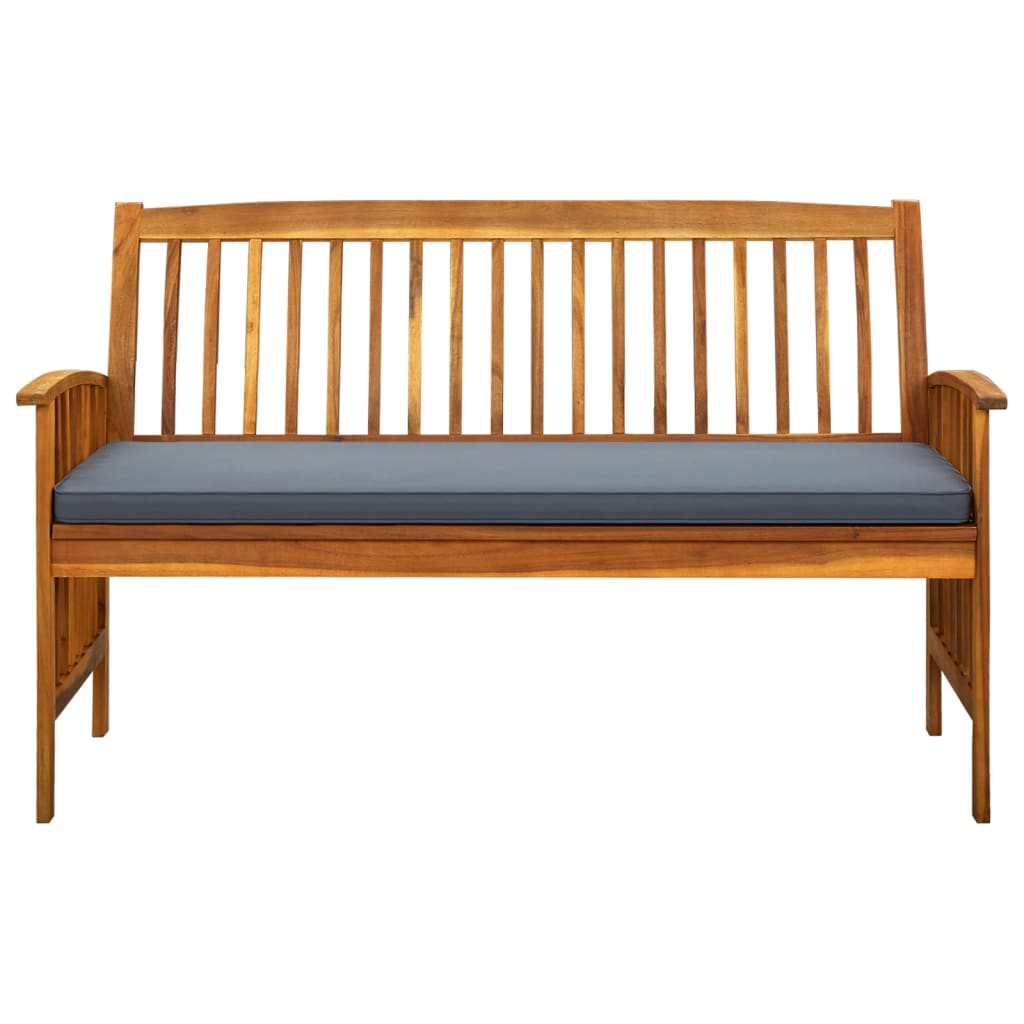 Banc de jardin meuble de patio d'extérieur terrasse avec coussin 147 cm bois d'acacia massif 02_0011430 - 3